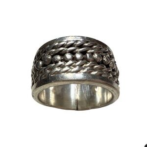 TAXCO Mexico 925 Sterling Silver Spinner Band Ring Thick Braided Vintage Boho